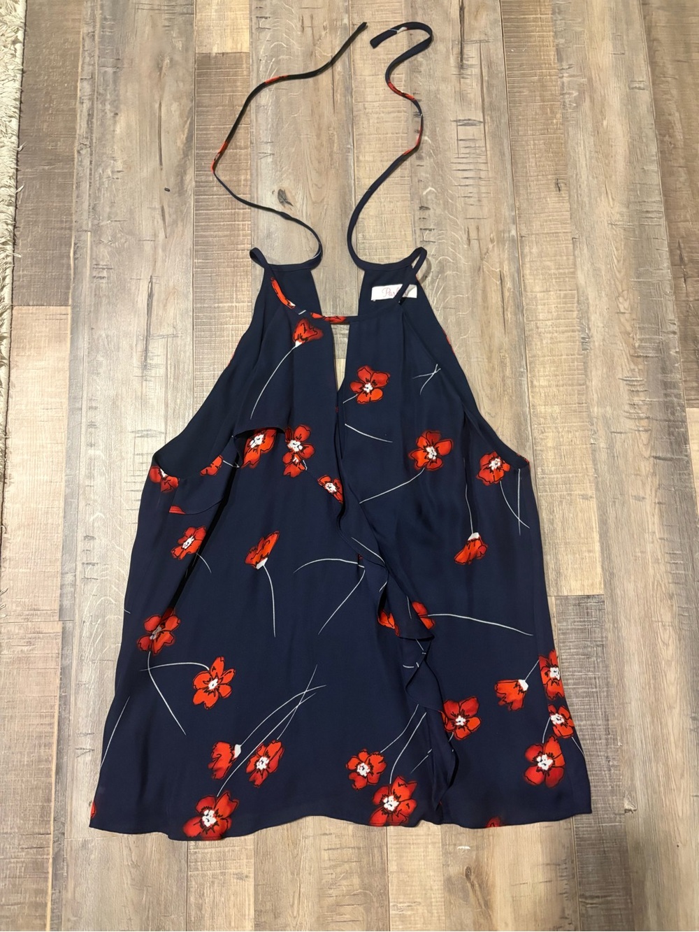 Parker Aquarius Poppies Silk Blend Drape Front Blouse